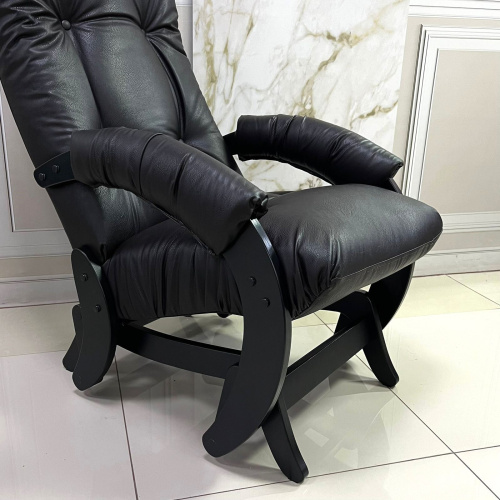 Кресло-маятник Неаполь Модель 12 (Венге-эмаль/Экокожа Коричневый Dundi 108)