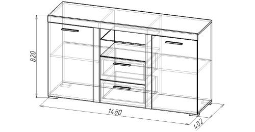 Комод Бест-9 (Бетон/Белый)