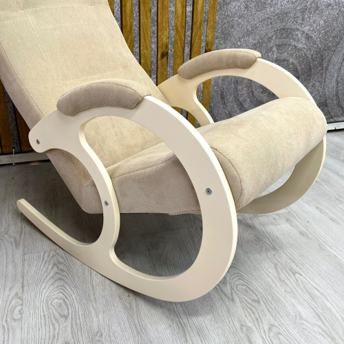 Кресло-качалка Неаполь Модель 3 (Дуб шампань-эмаль/Ткань Ваниль Verona Vanilla)