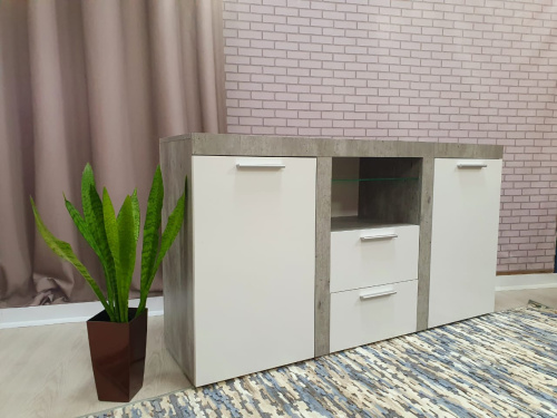 Комод Бест-9 (Бетон/Белый)